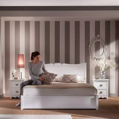 Diseño de dormitorio moderno con lujo, cama de dormitorio, 2 mesitas de noche, 3 piezas.
