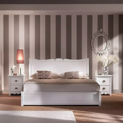 Diseño de dormitorio moderno con lujo, cama de dormitorio, 2 mesitas de noche, 3 piezas.