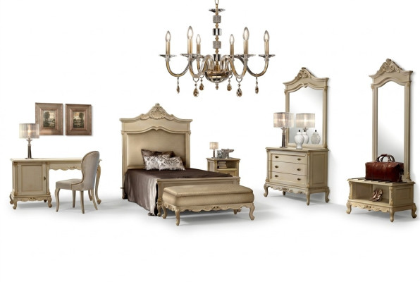 Dormitorio conjunto Cama Mesita de noche Madera Cómoda Lujo Moderno 7 piezas Nuevo