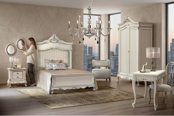 Dormitorio Juego Estilo Moderno Cama Mesita de Noche Escritorio Muebles 4 piezas.