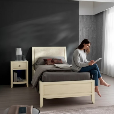 Set de dormitorio de lujo, mesita de noche, cama 2 piezas. Conjunto completo. Nuevo diseño de mobiliario.