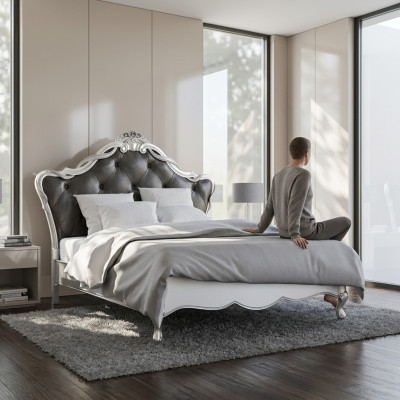 Cama acolchada de diseño de lujo, camas dobles, dormitorio, muebles italianos.