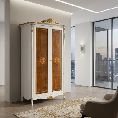 Armario blanco de lujo de madera para el dormitorio, nuevo.