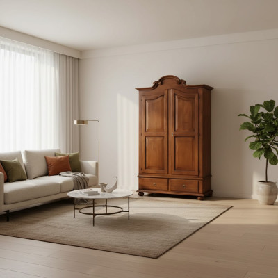 Armario clásico marrón armario ropero italiano del mueble.