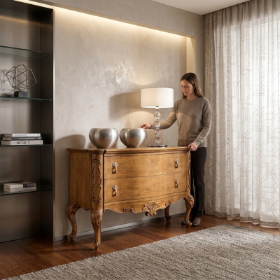 Cómoda de lujo, diseño de muebles de madera para dormitorio, armario de madera marrón nuevo.