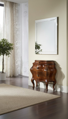 Mesita de noche mesa auxiliar muebles decoración italiana clásica de madera.