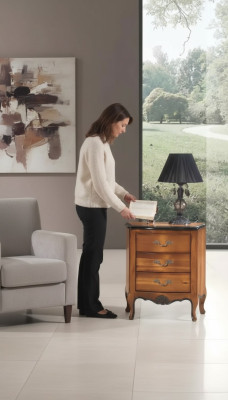Mesita de noche con 3 cajones, diseño de armario de madera, muebles italianos nuevos.