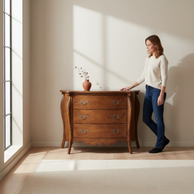 Cómoda marrón estilo italiano de madera muebles clásicos diseño nuevo