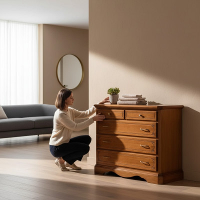 Cómoda de lujo Consola clásica de dormitorio de madera moderna de diseño marrón.