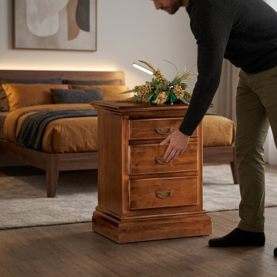 Diseño de mesita de noche mesa muebles madera dormitorio mesa auxiliar marrón nuevo