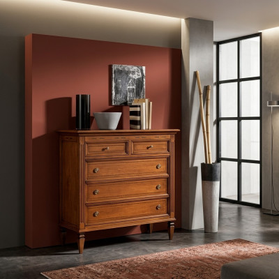 Cómoda de lujo para dormitorio con 5 cajones Armario de madera Diseño de muebles Nuevo