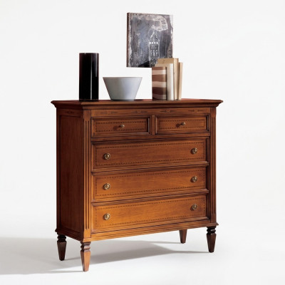 Cómoda de lujo para dormitorio con 5 cajones Armario de madera Diseño de muebles Nuevo