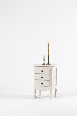 Muebles de noche de lujo para el dormitorio en madera blanco, nuevos