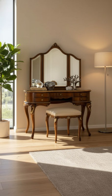 Tocador Espejo Consola de lujo Cómoda Dormitorio Diseño de madera Nuevo