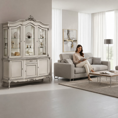 Vitrina de cristal Gabinete de madera genuina Vitrina aparador Muebles de salón italianos nuevos