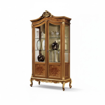 Mueble de sala de estar de vitrina de madera con armario de vidrio de madera maciza.