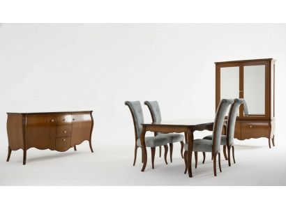 Conjunto completo mesa de comedor 4 sillas Set de comedor Grupo de madera Vitrina de 7 piezas