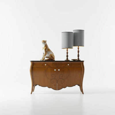 Mueble para la sala de estar de madera marrón, cómodas. Muebles italianos. Armarios.