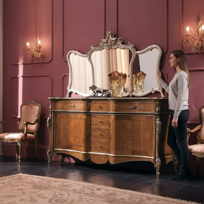 Mueble aparador con espejo para sala de estar, diseño de muebles, gabinete marrón nuevo