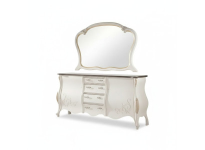 Aparador con espejo, aparador de sala de estar de madera, diseño de muebles blanco nuevo