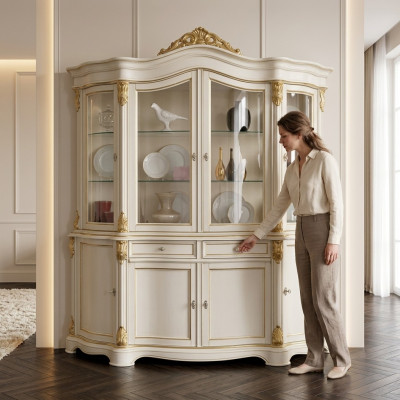 Vitrina de lujo italiana con diseño de vidrio.
