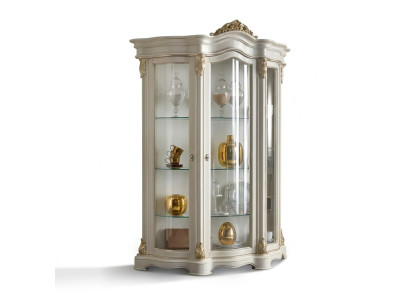 Vitrina de madera armario clásico blanco diseño de gabinetes sala de estar cristal