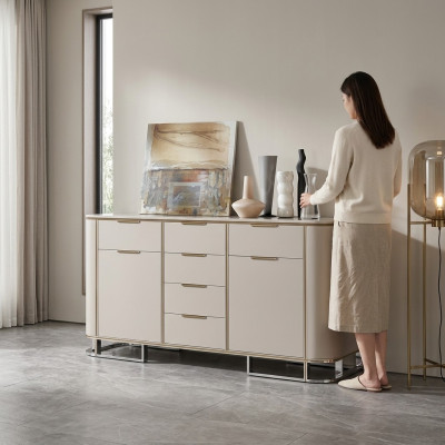 Aparador Muebles de madera de diseño italiano de lujo Blanco Cómoda Armario Nuevo