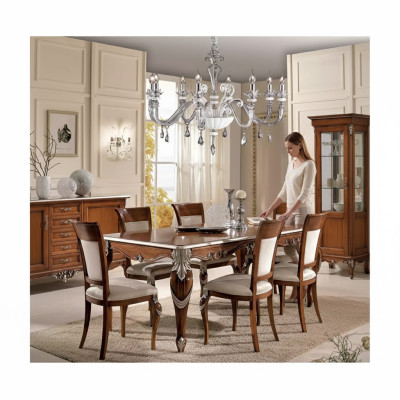 Conjunto clásico de mesa de comedor + 6 sillas, mesa de comedor, grupo de comedor nuevo