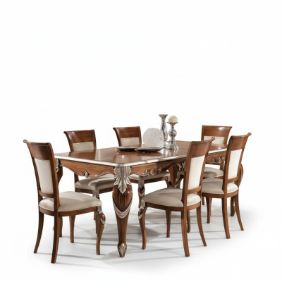 Conjunto clásico de mesa de comedor + 6 sillas, mesa de comedor, grupo de comedor nuevo
