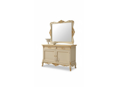 Lujo Aparador Espejo 2 piezas Comodas Sala de estar Diseño Mueble Beige