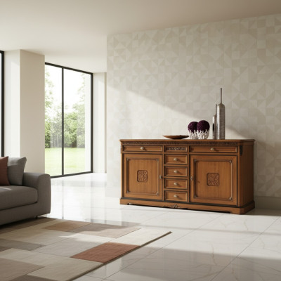 Mueble clásico de diseño de madera marrón de lujo de madera.