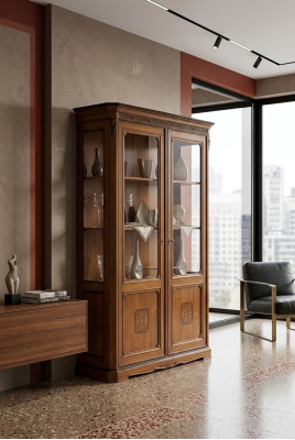 Muebles italianos de madera de diseño clásico estilo vitrina armario estantería