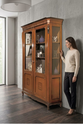 Lujo armario Muebles de madera Vitrina Estante Diseño Clásico Vitrina de vidrio