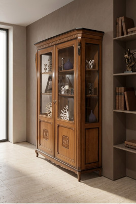 Lujo armario Muebles de madera Vitrina Estante Diseño Clásico Vitrina de vidrio