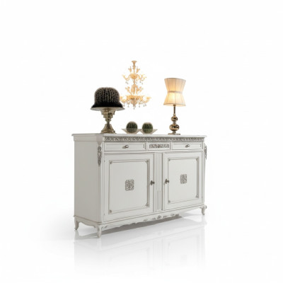 Mueble aparador de lujo blanco de madera para la sala de estar, muebles clásicos.