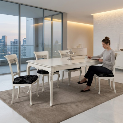 Conjunto de comedor Mesa de comedor 4 sillas Juego de mesa Grupo de mesa de 5 piezas completo