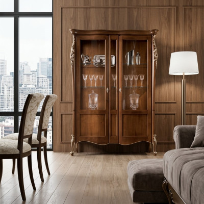 Muebles de madera de lujo italianos, estilo clásico, vitrina de salón nuevo.