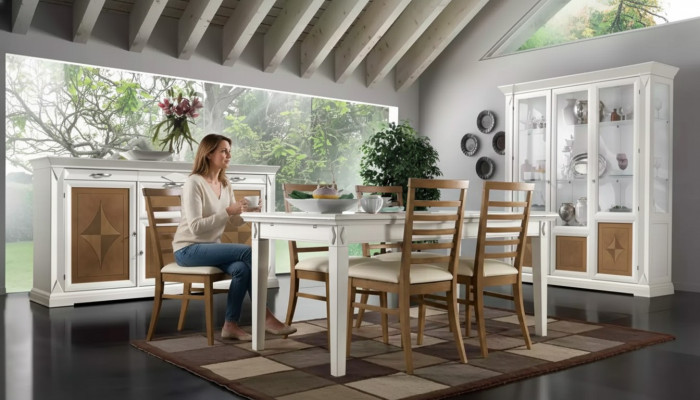 Comedor Mesa de comedor 4 sillas Conjunto Mesa Grupo de 7 piezas Conjunto Clásico