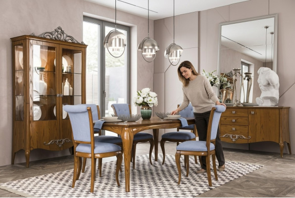 Mesa de comedor Conjunto de 6 sillas Diseño Aparador Muebles de lujo Nuevo