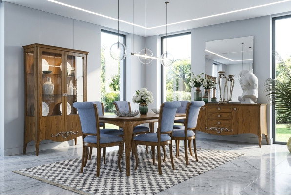 Mesa de comedor Conjunto de 6 sillas Diseño Aparador Muebles de lujo Nuevo