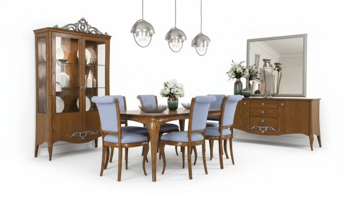 Mesa de comedor Conjunto de 6 sillas Diseño Aparador Muebles de lujo Nuevo