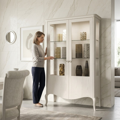 Vitrina de lujo armario blanco de madera gabinetes sala de estar gabinete de vidrio nuevo