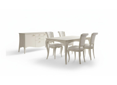 Juego de comedor blanco Mesa de comedor 4 sillas Aparador Diseño elegante Nuevo 6 piezas.