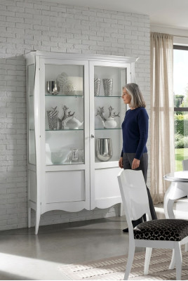 Vitrina Armario de cristal Blanco Lujo Muebles italianos Armarios Sala de estar