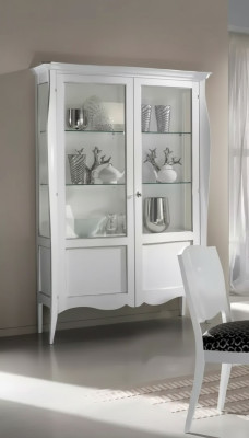 Vitrina Armario de cristal Blanco Lujo Muebles italianos Armarios Sala de estar