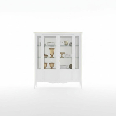 Vitrina de lujo italiana para sala de estar, mueble clásico de madera en estilo italiano.