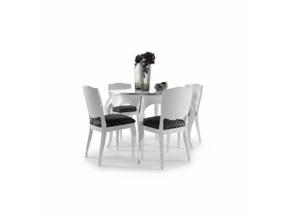 Mesa de comedor de madera blanca redonda, mesa clásica de comedor, muebles italianos, mesas nuevas.