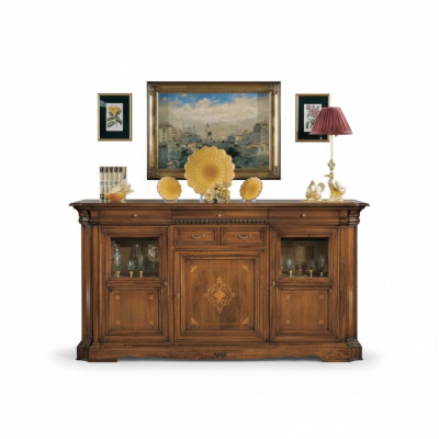 Aparador de salón cómoda con cajones Armario de madera Marrón Nuevo