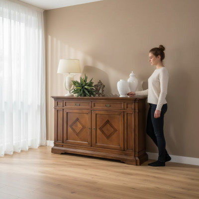 Muebles de lujo en madera italiana estilo cómoda aparador marrón nuevo.