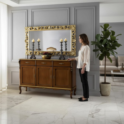 Aparador de madera, muebles de estilo italiano de lujo, cómodas estilo clásico nueva.